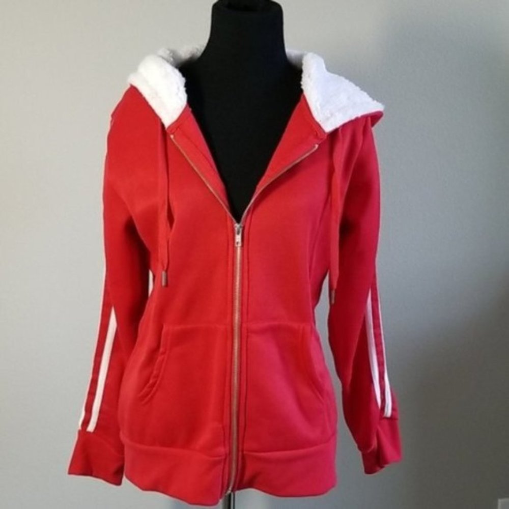 Rue21 Red Zip Up Hooded Hoodie Sweatshirt